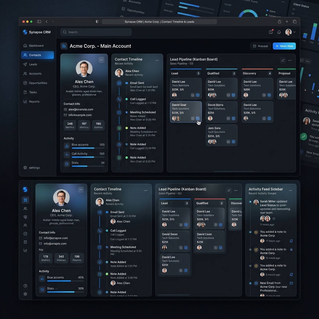 Custom CRM system with lead pipeline and contact management