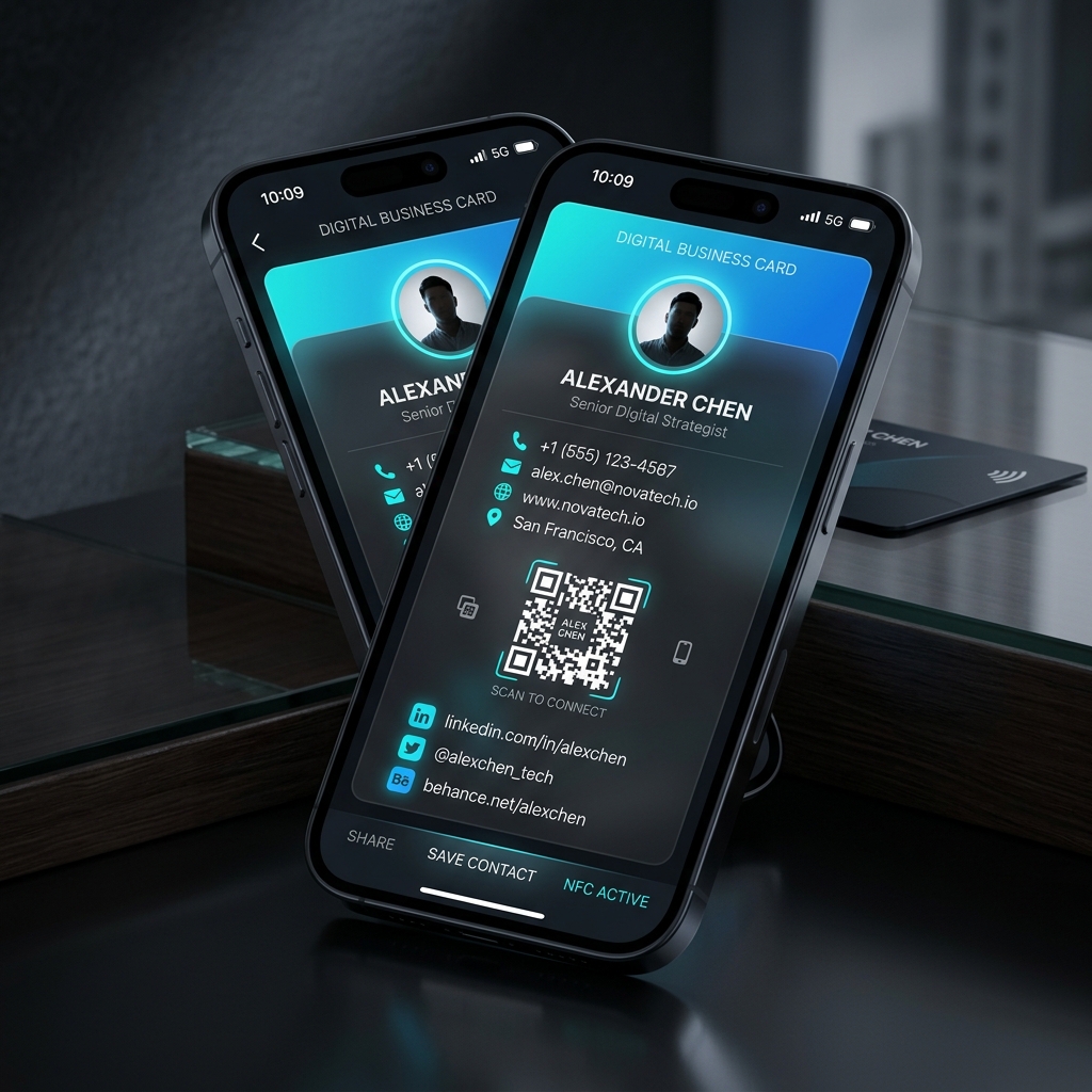 Digital NFC visiting card on mobile phone
